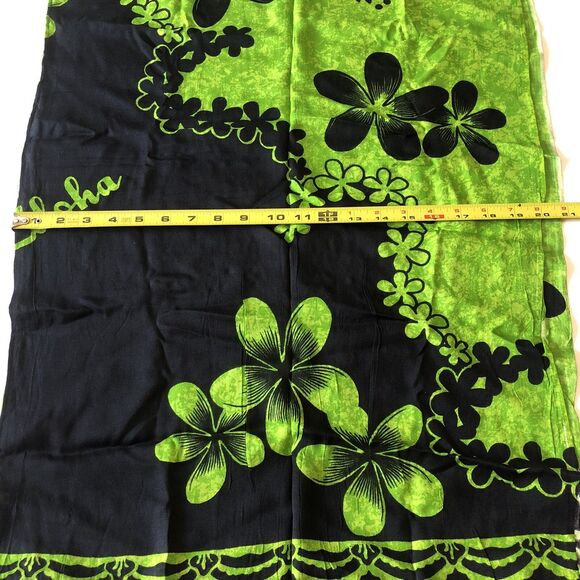 Green And Black Floral Beach Sarong Scarf - Picture 6 of 10